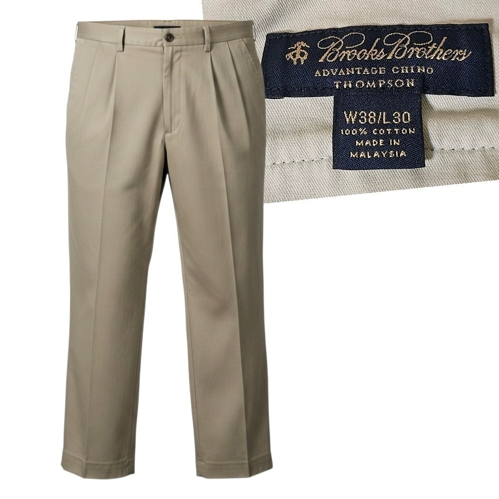 Brooks Brothers Advantage Chino Thompson Men's Navy Cotton Pants W36 L30